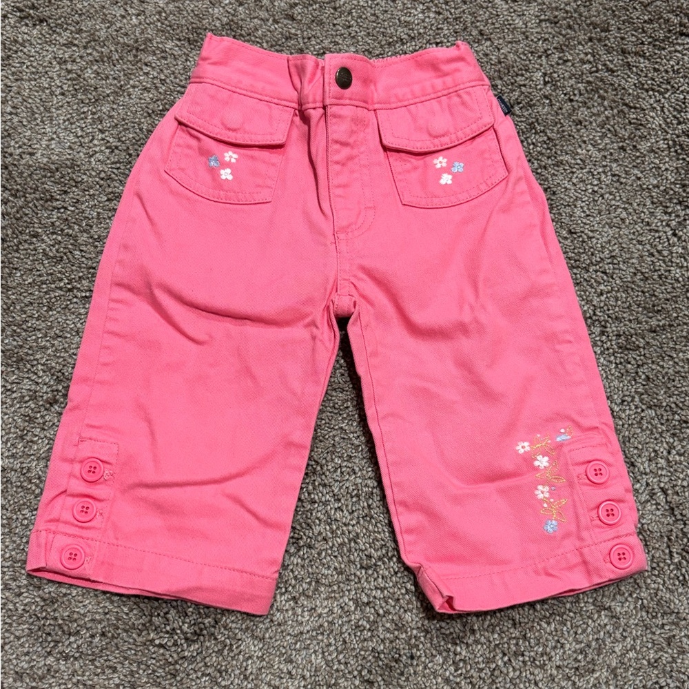 OSHKOSH Blue Pink Embroidered Floral Pants Size 3T Vintage